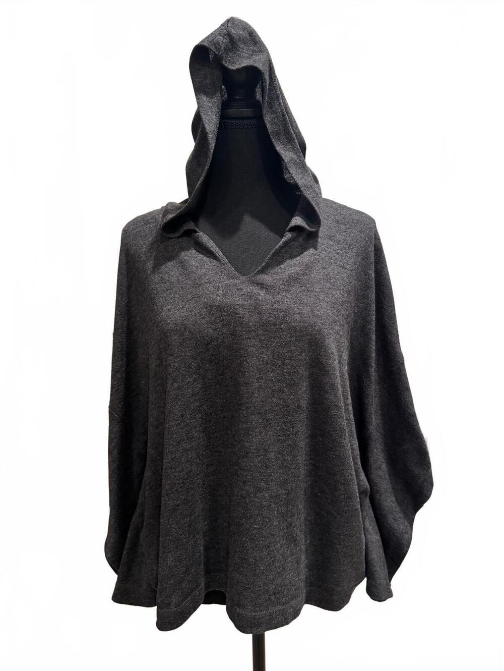 Aerie Medium Charcoal Gray Hooded Poncho Sweater